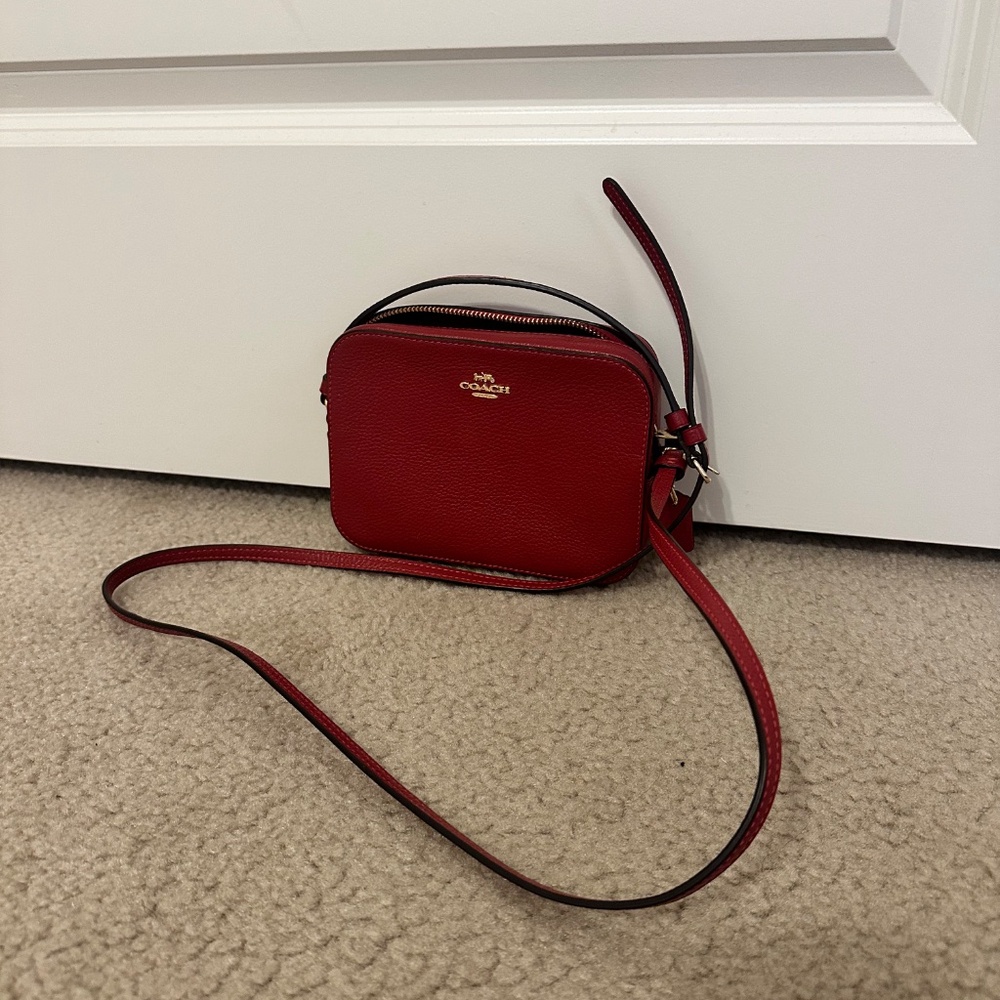 Red Leather Coach Side Bag - Picture 2 of 14